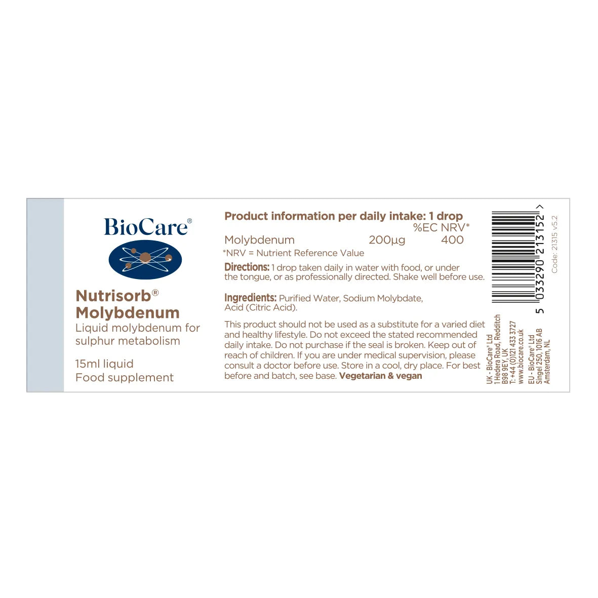 BioCare Nutrisorb Molybdenum