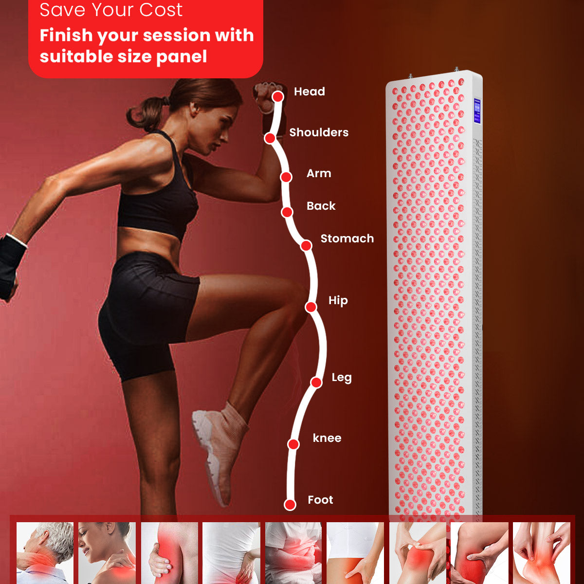 Panel de terapia de luz roja RL450MaxC de Uno Vita (negro)