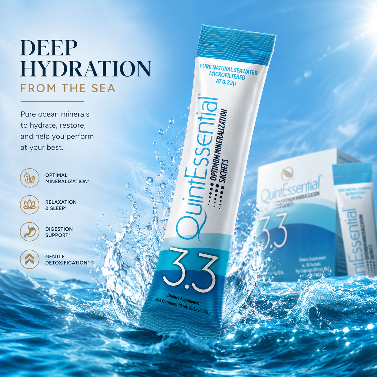 QuintEssential 3.3 (30 zakjes) - Zeewater-elektrolyt vloeibaar mineralensupplement