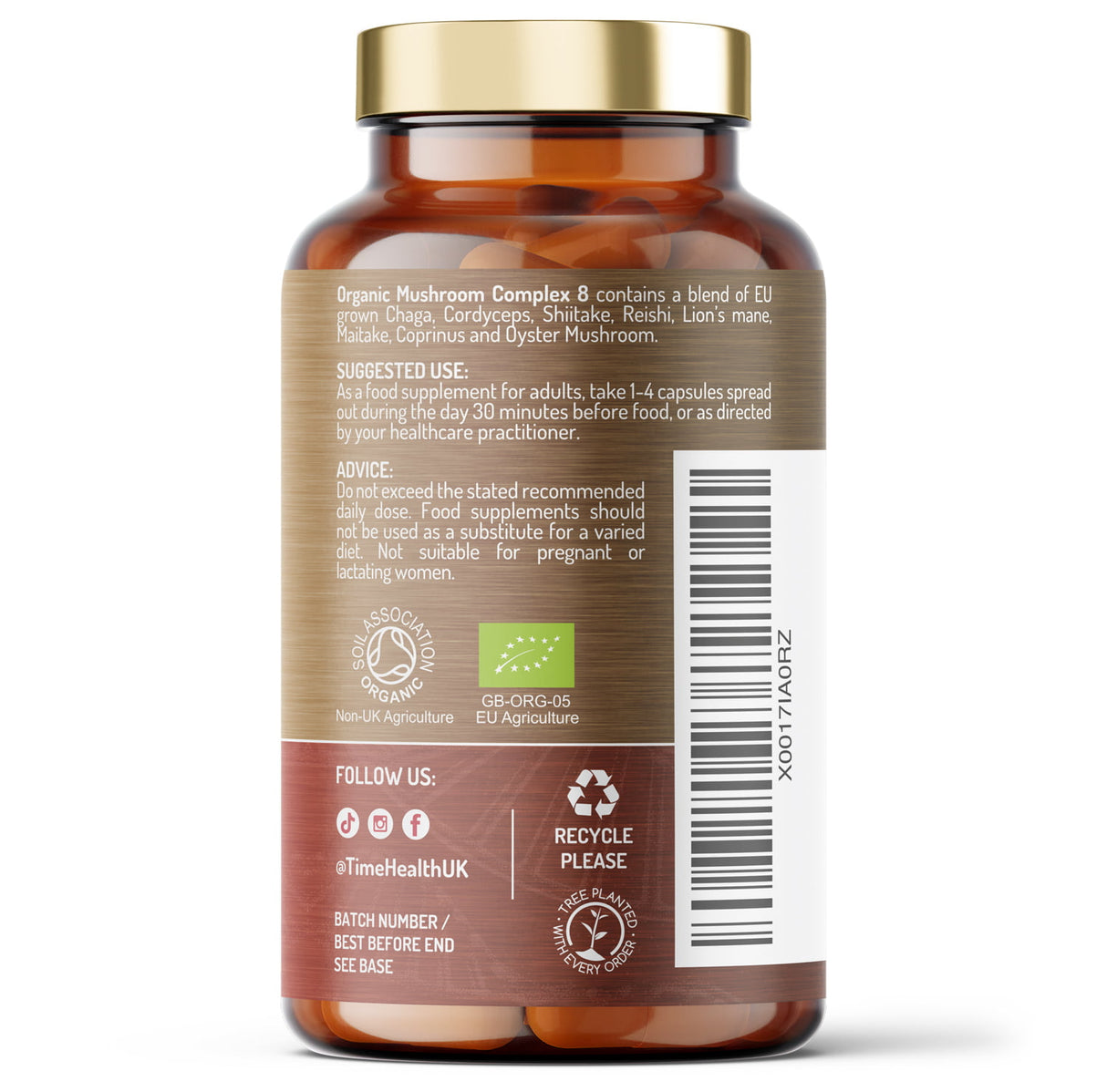 Complejo de Hongos Orgánicos 8 – Chaga, Cordyceps, Coprinus comatus, Melena de León, Maitake, Oyster Betox93®, Reishi, Shiitake