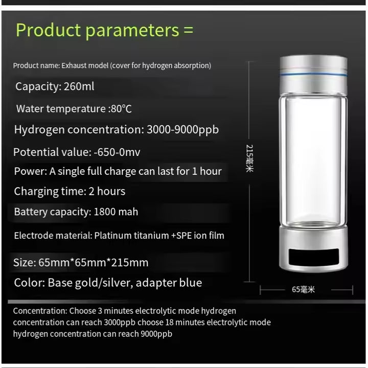 Die Wasserstoff (H2)-Wasserflasche von Uno Vita (bis zu 9000 ppb)