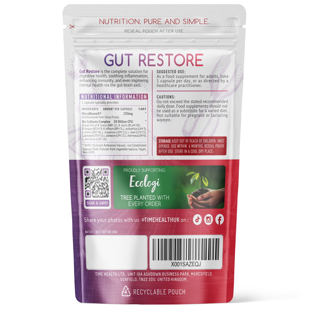 Gut Restore – 12 Strain Probiotic & Postbiotic – MicroBiomeX