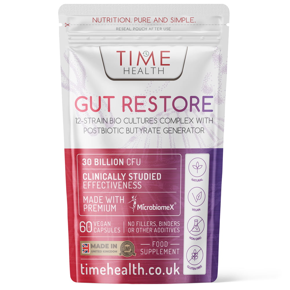 Gut Restore – 12 Strain Probiotic & Postbiotic – MicroBiomeX