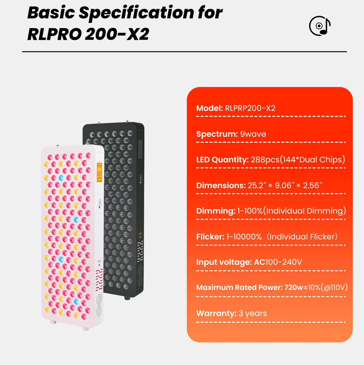 RLPRO200-X2 von Uno Vita – fortschrittliche Rotlicht- und NIR-Lichttherapie mit 9 Wellenlängen, Musik und Luci Phi