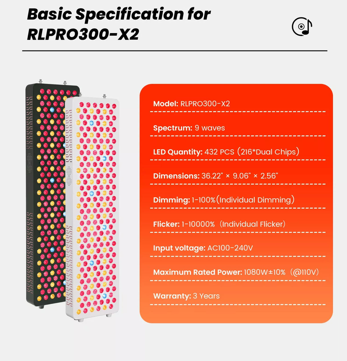 Uno Vita's RLPRO300-X2 – Innovative Red Light Therapy (9 waves – music – Luci Phi)