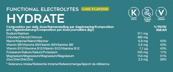 Functional Electrolytes Drink Mix Hydrate Lime Go-Keto 41 servings