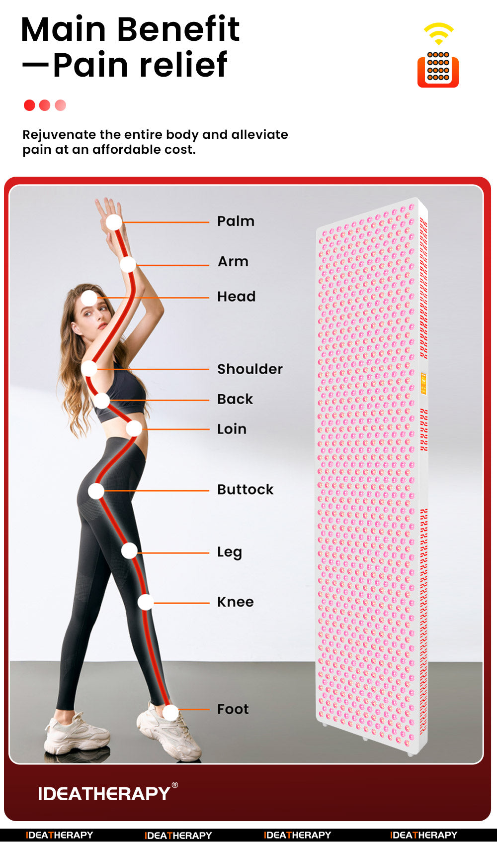 Luz de terapia LED RLPRO1200 de Uno Vita (espectro completo)