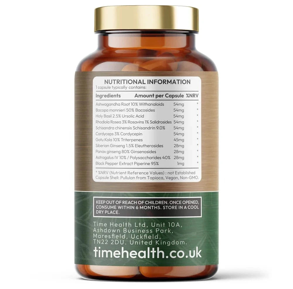 Adaptogen 10 - Ashwagandha, Bacopa, Heilige Basilicum, Rhodiola Rose... - Uno Vita AS