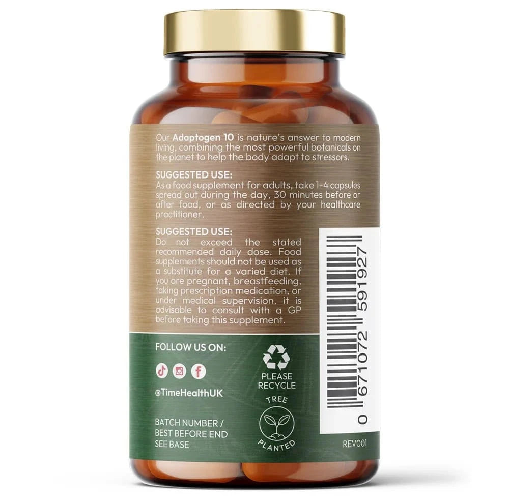 Adaptogen 10 - Ashwagandha, Bacopa, Heilige Basilicum, Rhodiola Rose... - Uno Vita AS