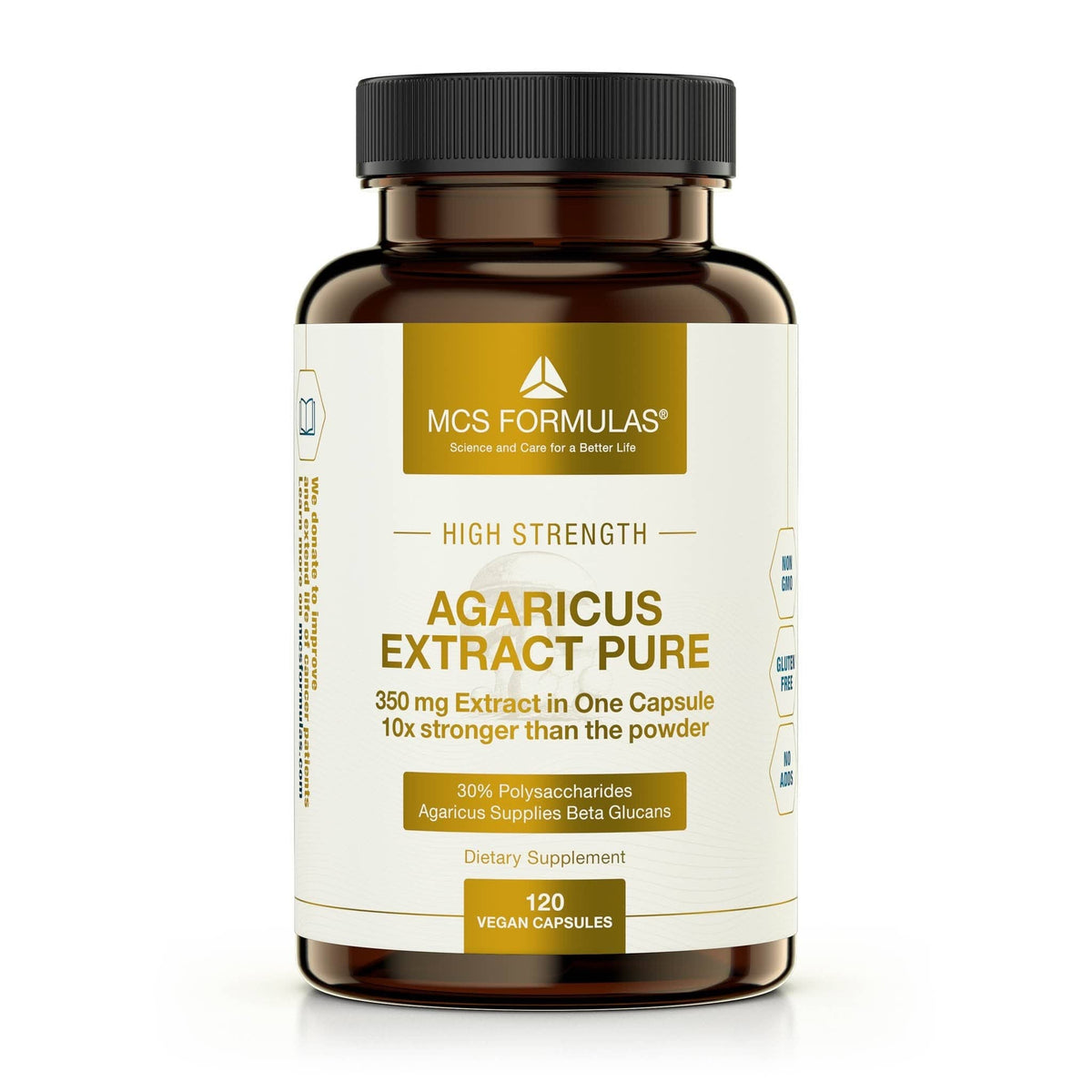 Extracto de Agaricus cápsulas de 350 mg con 30% de polisacáridos en formulación vegana de Uno Vita