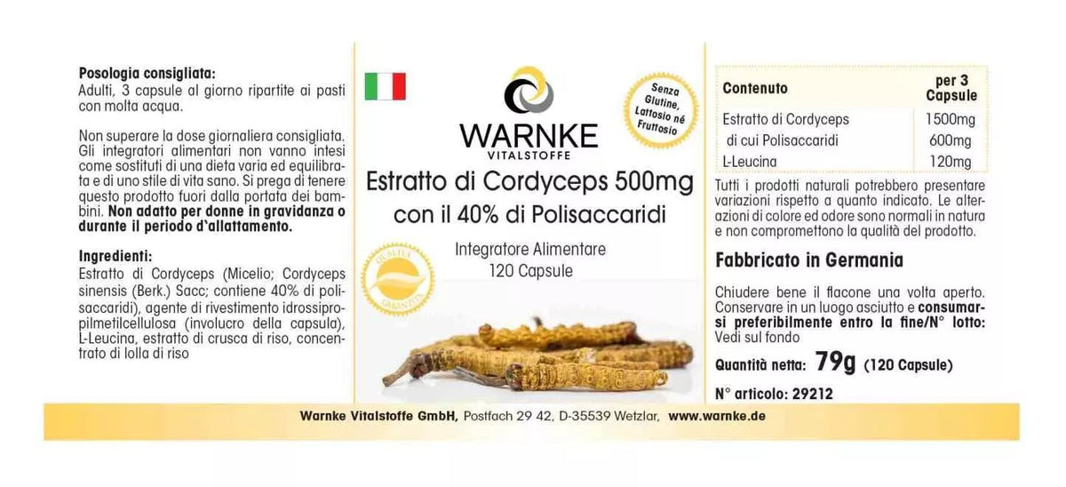 Cordyceps-extract 500 mg met 40% polysachariden - 120 capsules - gemakkelijk door te slikken - Uno Vita AS