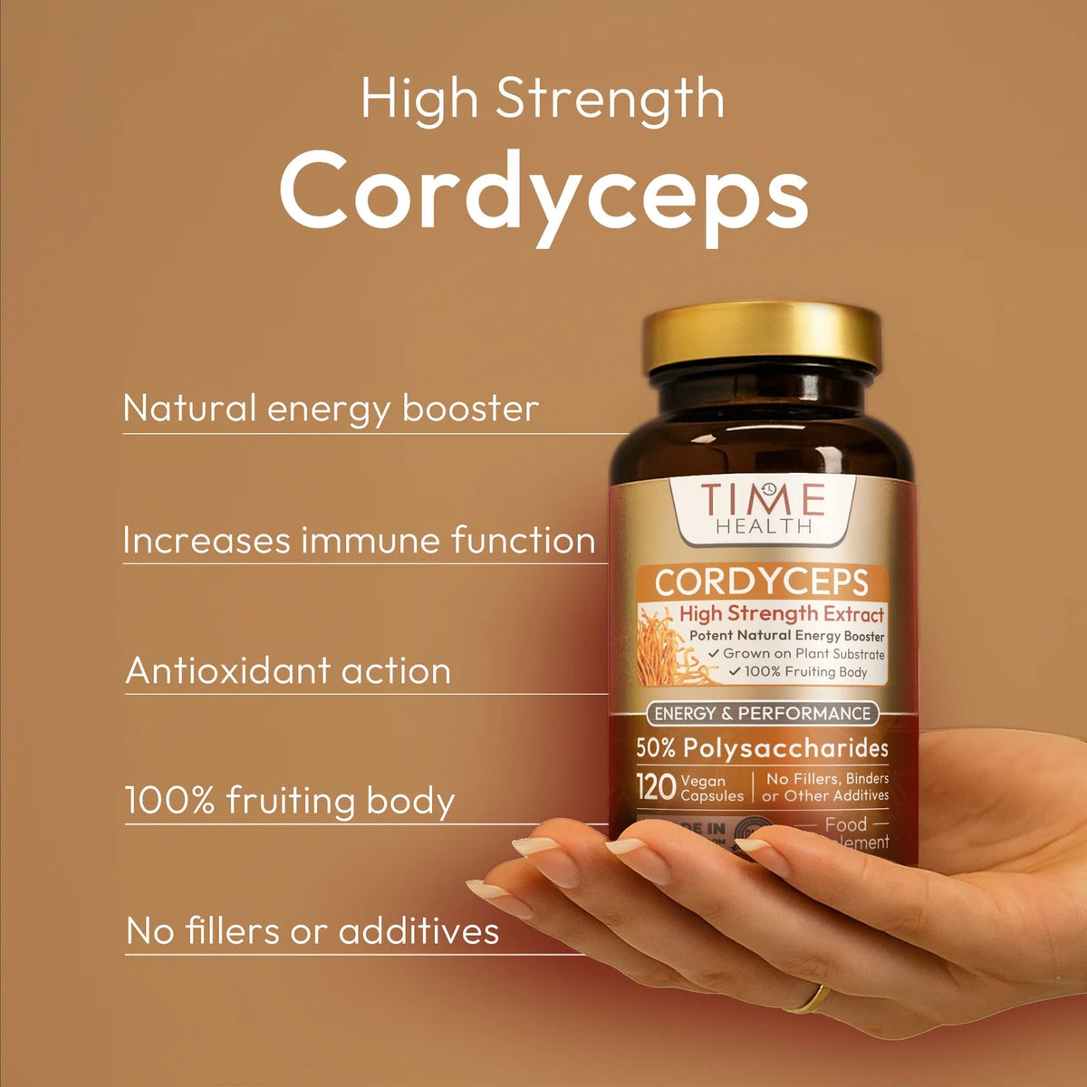 Cordyceps - High Strength - 50% Polysaccharides - 120 capsules - Uno Vita AS