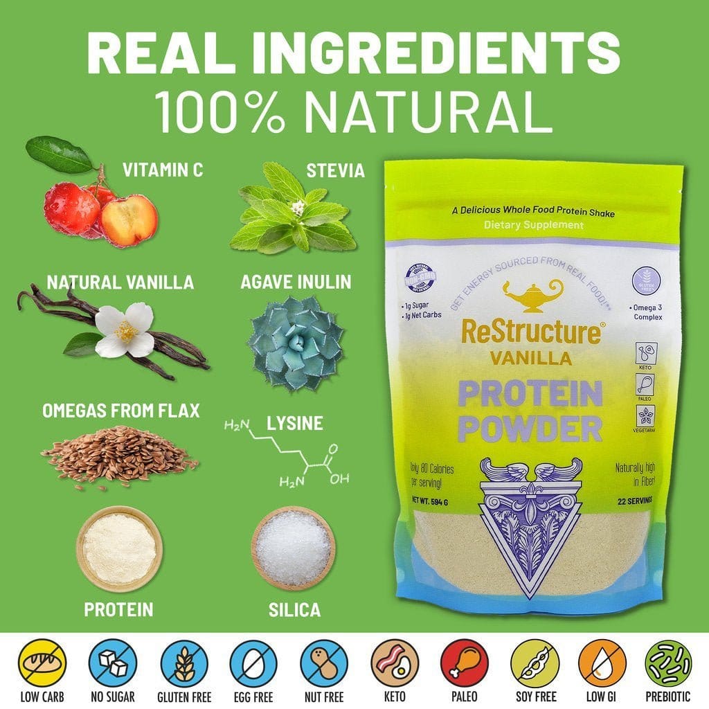 Dr. Dean's ReStructure Protein Powder Vanille 594g - Uno Vita AS