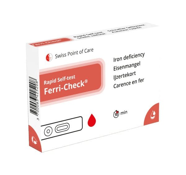 Test rapide de ferritine Ferri-Check pour usage domestique avec cassette de test, lancette, pipette et diluant