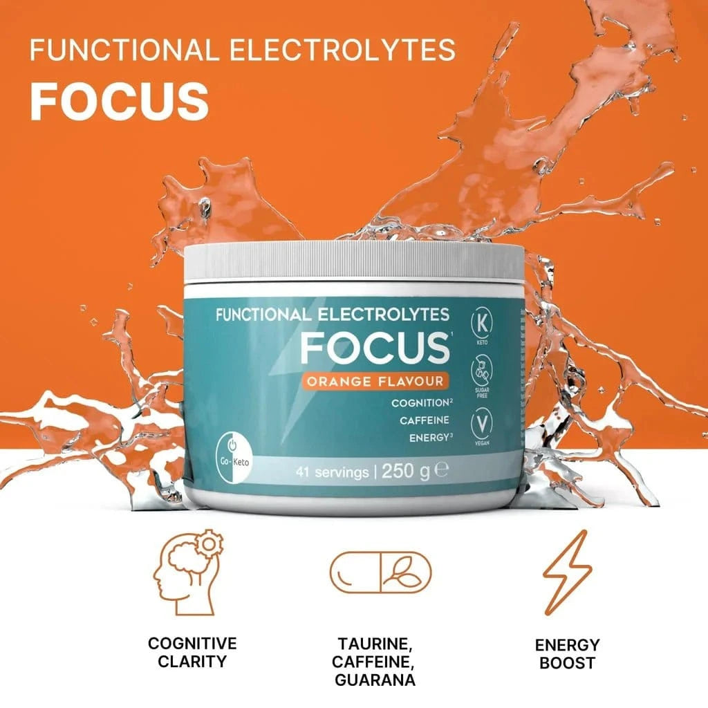 Functional Electrolytes Drink Mix Focus Orange Go-Keto 41 portioner - Uno Vita AS