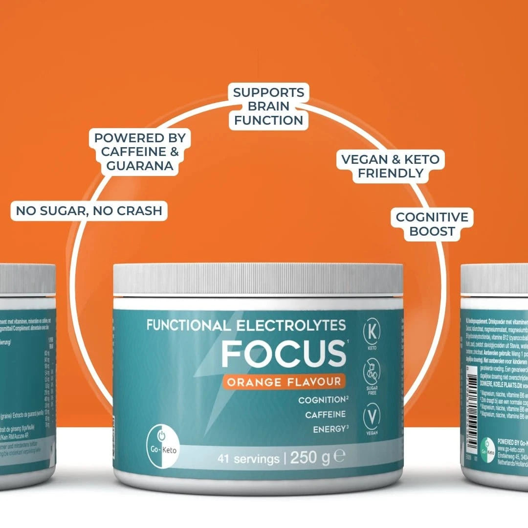 Functional Electrolytes Drink Mix Focus Orange Go-Keto 41 portioner - Uno Vita AS