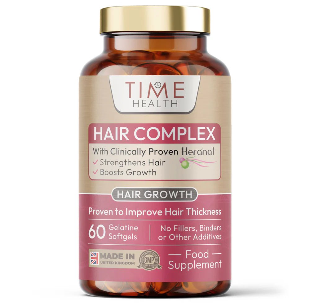 Hair Complex con Keranat 60 cápsulas blandas, complemento capilar con biotina, zinc y vitamina B6 de Time Health