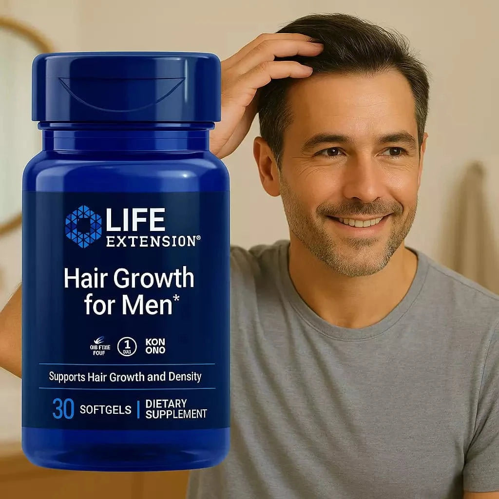 Suplemento dietético Hair Growth for Men con Actrisave® y VI-SPO® en cápsulas para el crecimiento del cabello masculino y la salud de los folículos pilosos