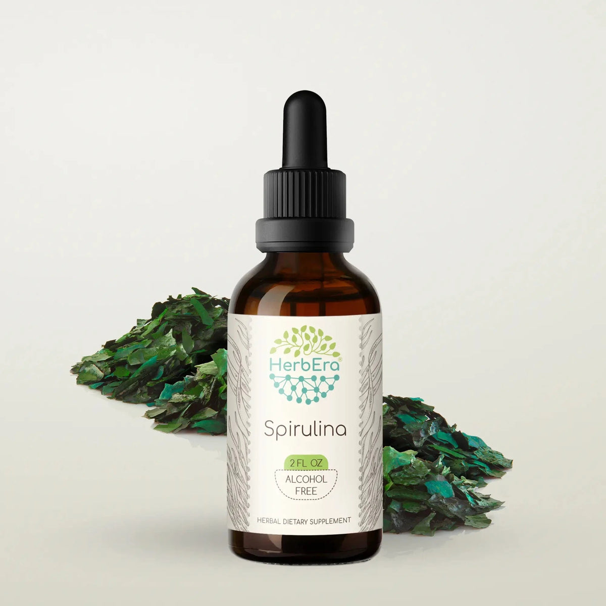 HerbEra Tintura de espirulina tintura de espirulina sin alcohol en frasco con gotero y extracto a base de glicerina