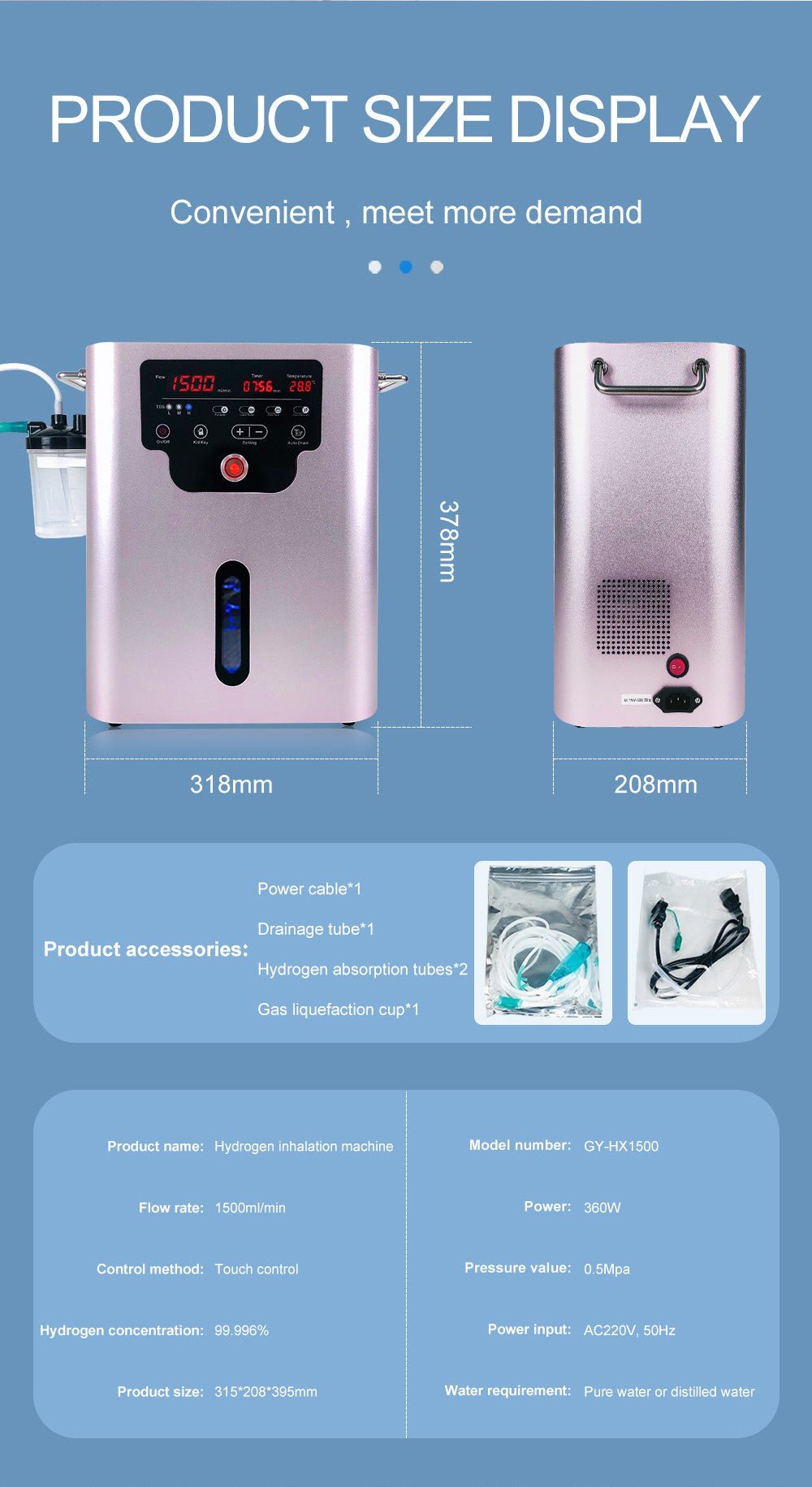 Wasserstoffinhalator GY-HX1500 (1000 ml H2) – Uno Vita AS