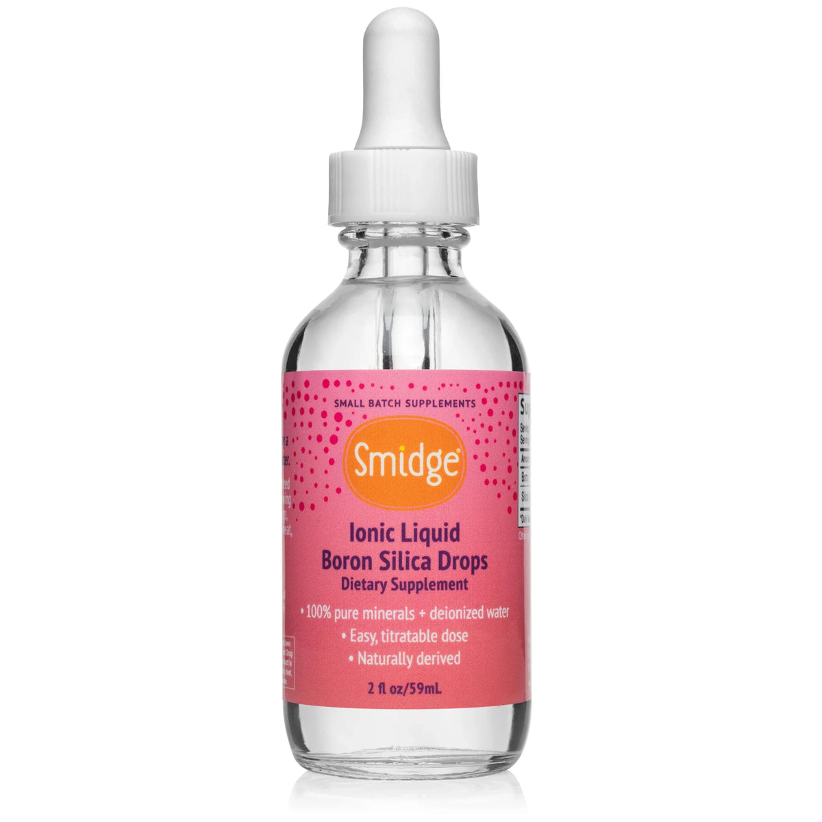 Smidge Ionic Liquid Boron Silica Drops flaske 59 ml med flydende bor og silica i deioniseret vand