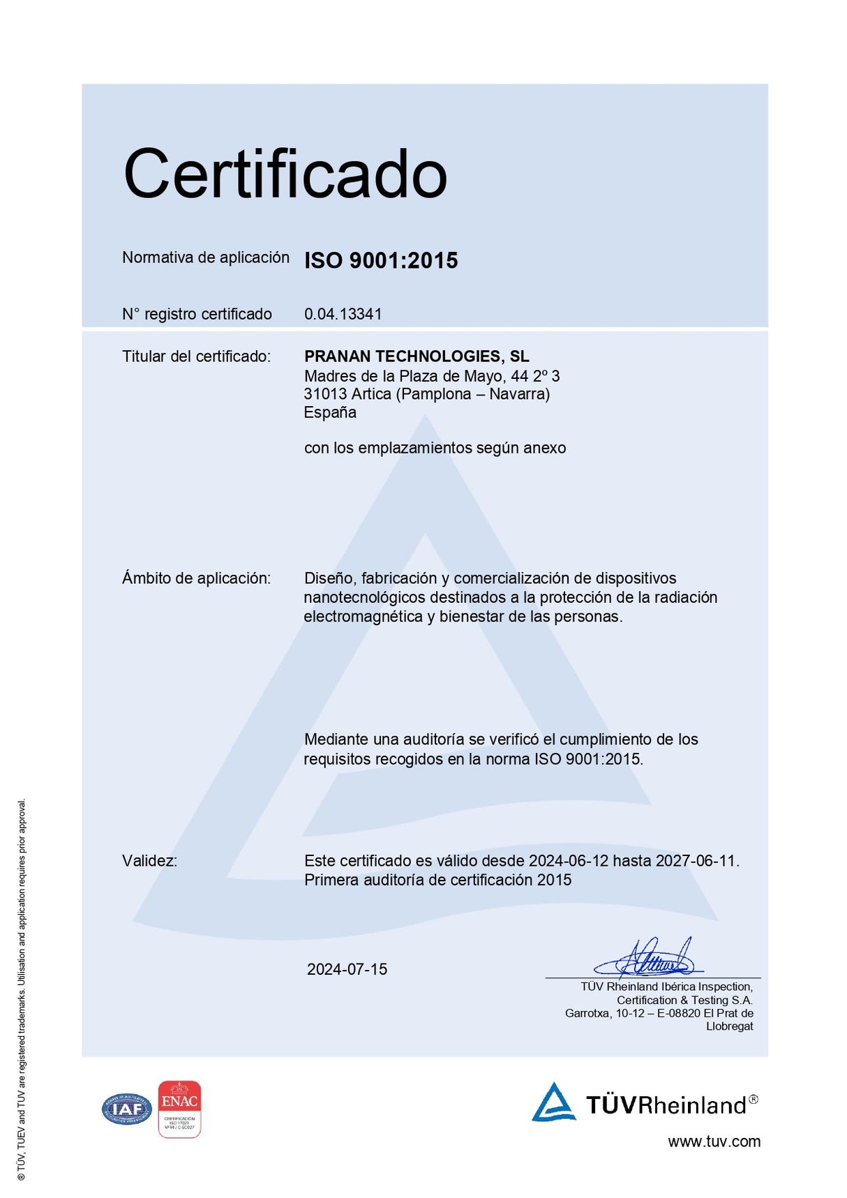 Protection de la gamme EMF diamant BIOSPACE (5G et 6G)