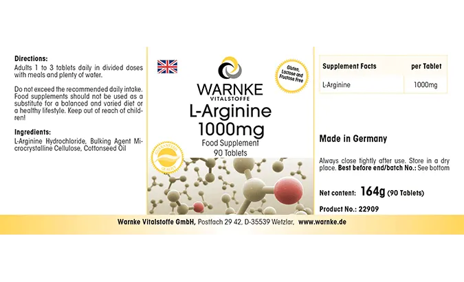 L-Arginina 1000 mg - 90 Compresse - Vegan
