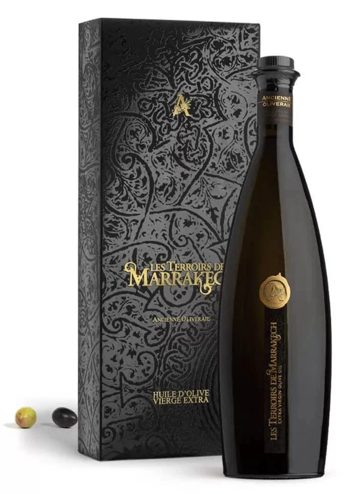 Les Terroirs de Marrakech aceite de oliva virgen extra ecológico 500 ml en botella de cristal con estuche regalo exclusivo