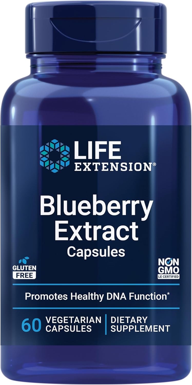 Life Extension Blueberry Extract kapsler med 60 vegetariske kapsler og koncentreret vilde blåbærekstrakt