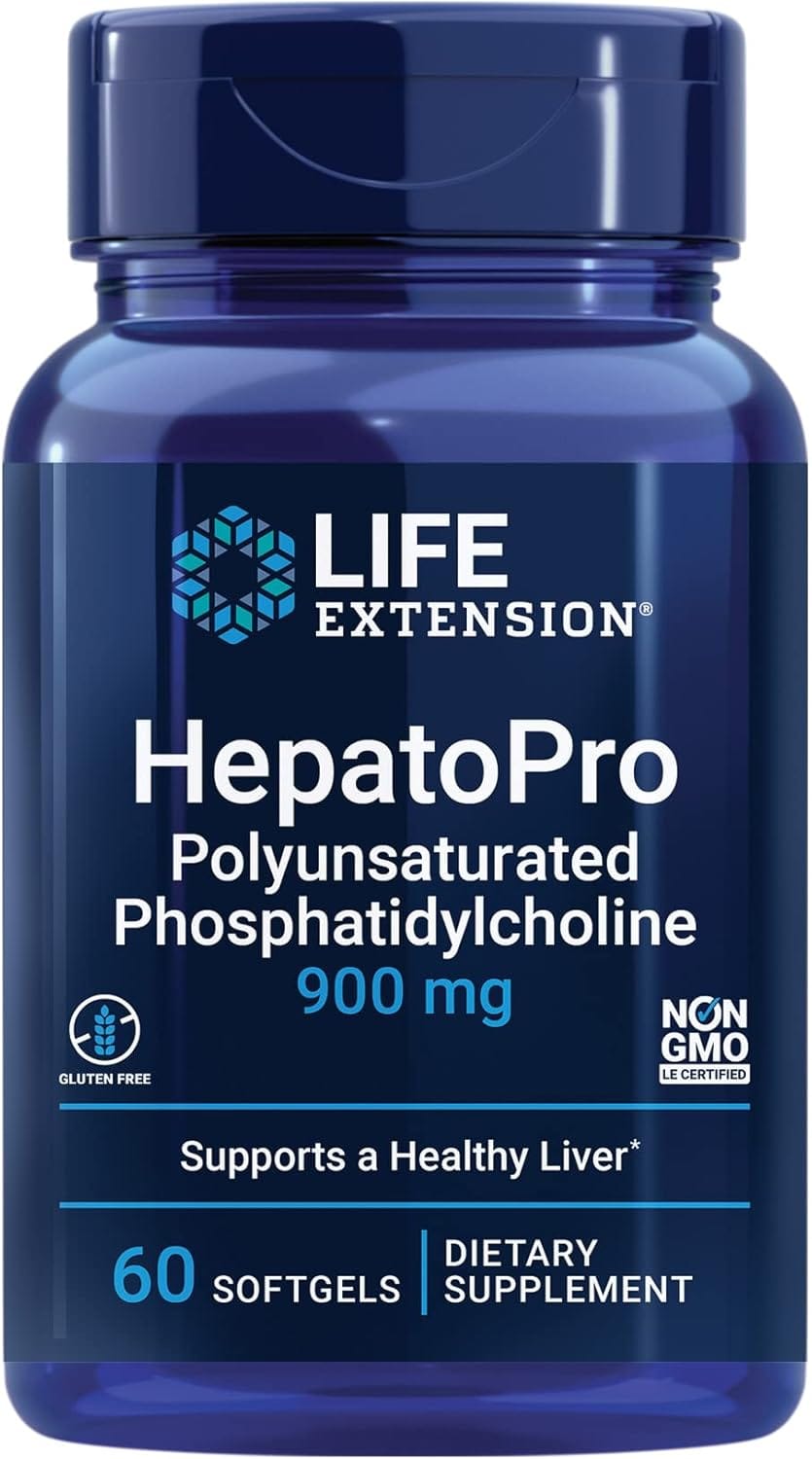 Life Extension HepatoPro avec 900 mg de PPC en capsule molle, 60 capsules, formulation sans OGM et sans gluten