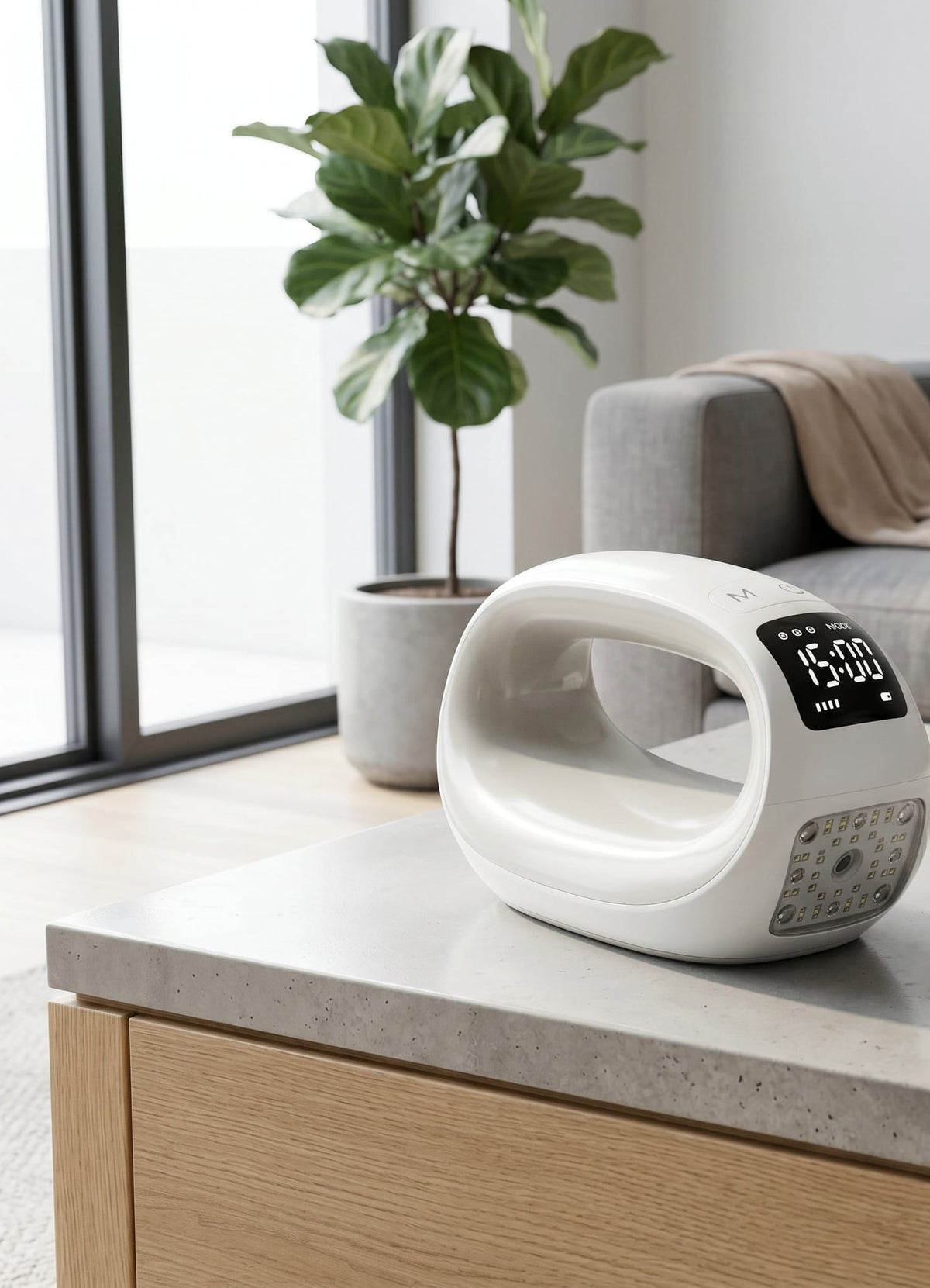 Láser mágico de mano HD-Cure MAX: imagen de estilo de vida en el salón