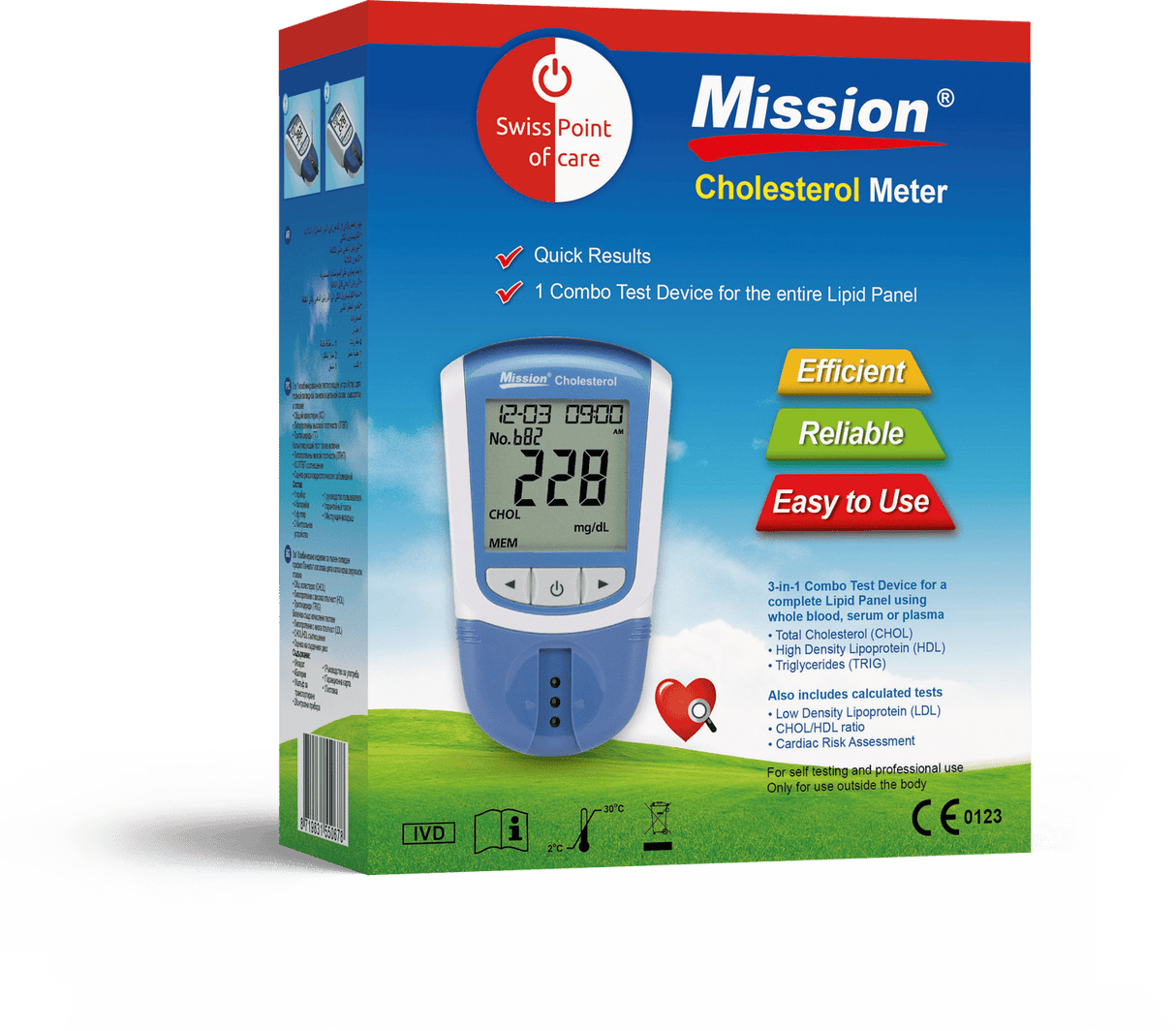 Mission 3 - in - 1 Cholesterinmessgerät Starterpaket (inkl. 5 Tests) - Uno Vita AS