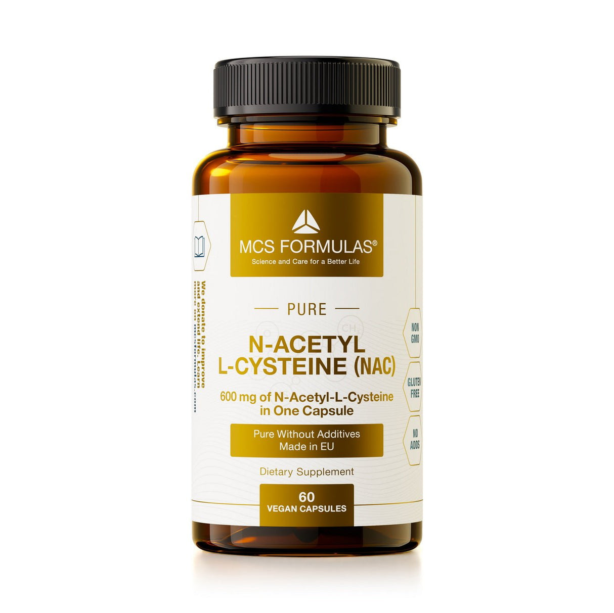 N-Acétyl-L-Cystéine NAC 600 mg en boîte PET de 60 gélules végétariennes sans agents de remplissage