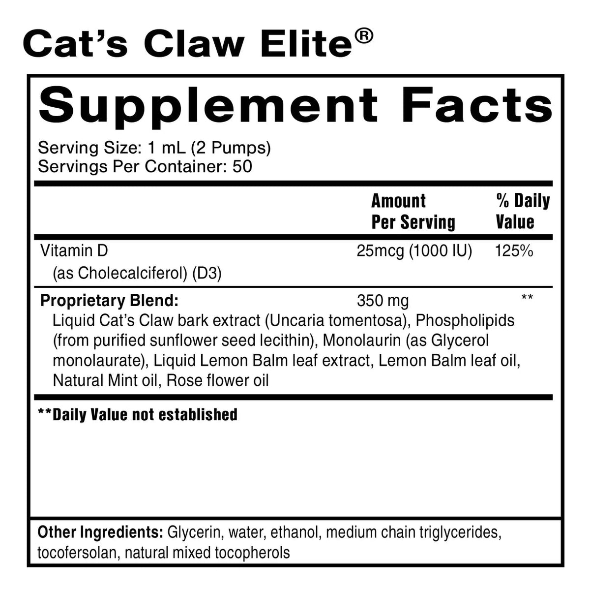 Nanoemulsioitu Cat's Claw Elite (50 ml) - Uno Vita AS