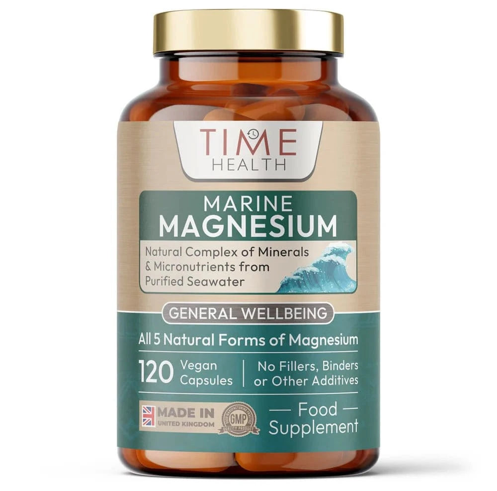 Magnesio Natural de Agua de Mar con 120 cápsulas veganas y 220 mg de magnesio de algas rojas islandesas