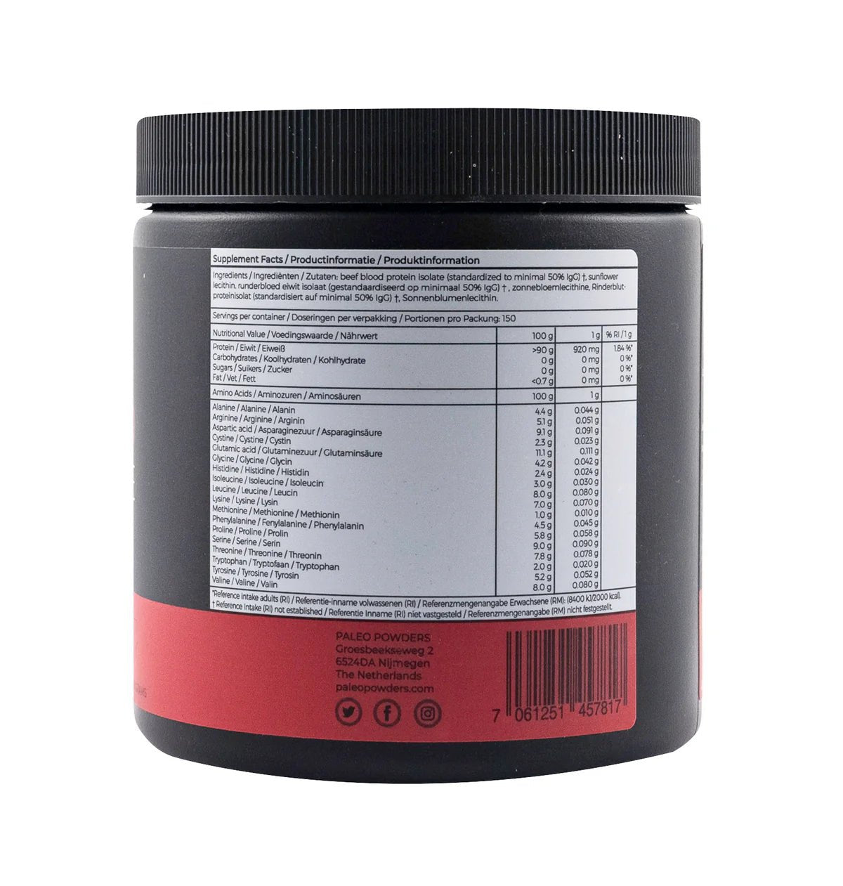 Paleo Proteine isolate del sangue di manzo - Grass - Fed - 150 grammi - Uno Vita AS