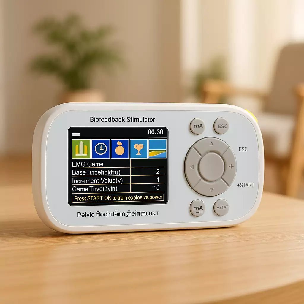 Bækkenbunds elektrostimulator KM530 med TFT-skærm, EMG biofeedback, ledninger, elektroder, vaginal sonde og anal sonde