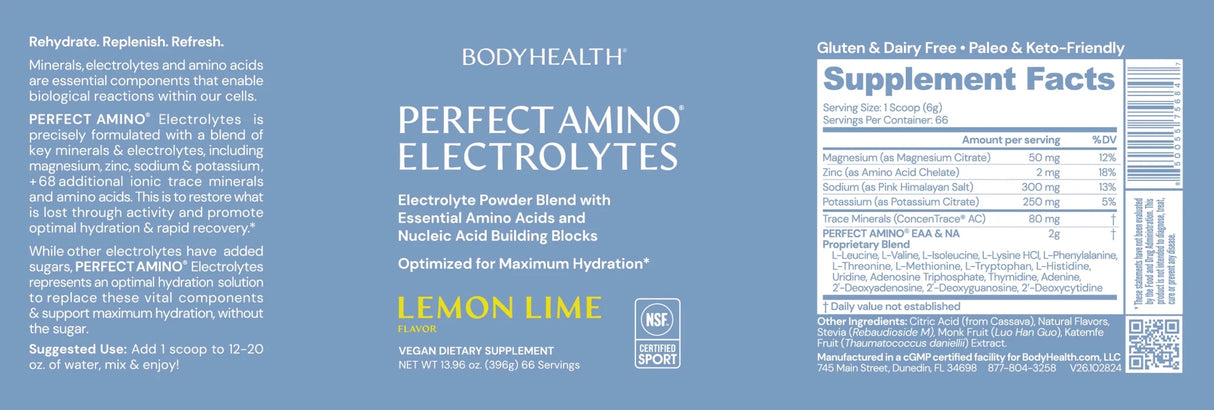 Perfect Amino Electrolytes NSF Certified for Sport (Lemon) - Uno Vita AS