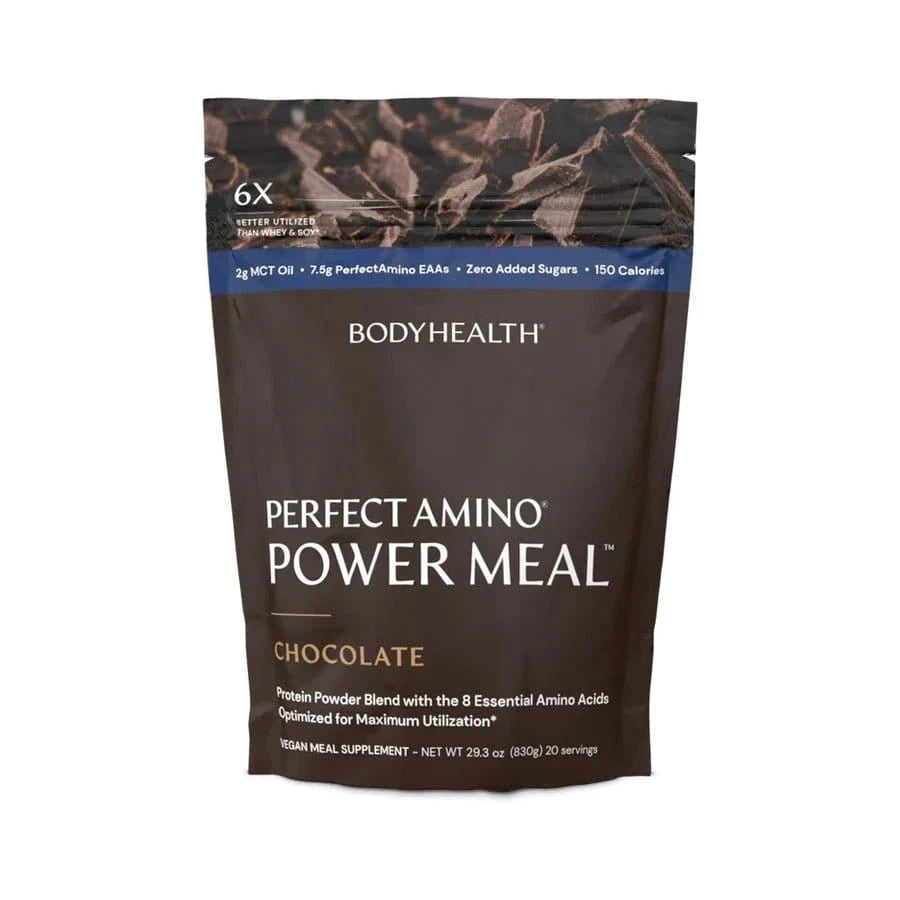 Perfect Amino Power Meal Dark Chocolate pflanzlicher Mahlzeitenshake mit dunkler Schokolade, 20 Portionen im Pulverbeutel