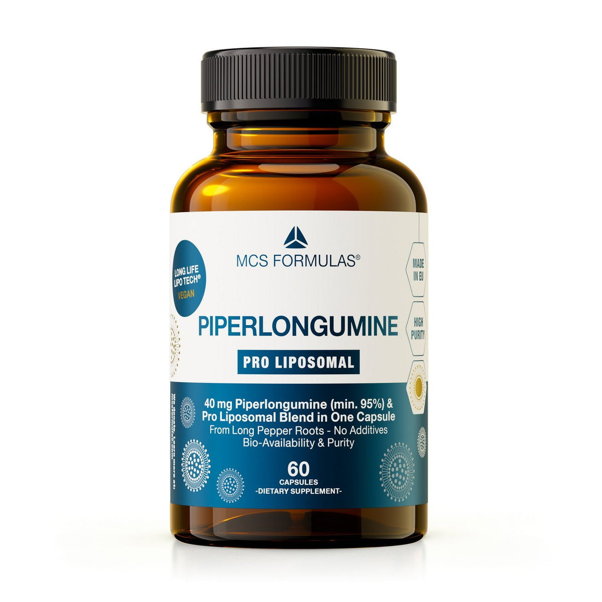 Piperlongumine Pro Liposomal capsuledoos met 40 mg piperlongumine en droge liposomale formulering van Uno Vita