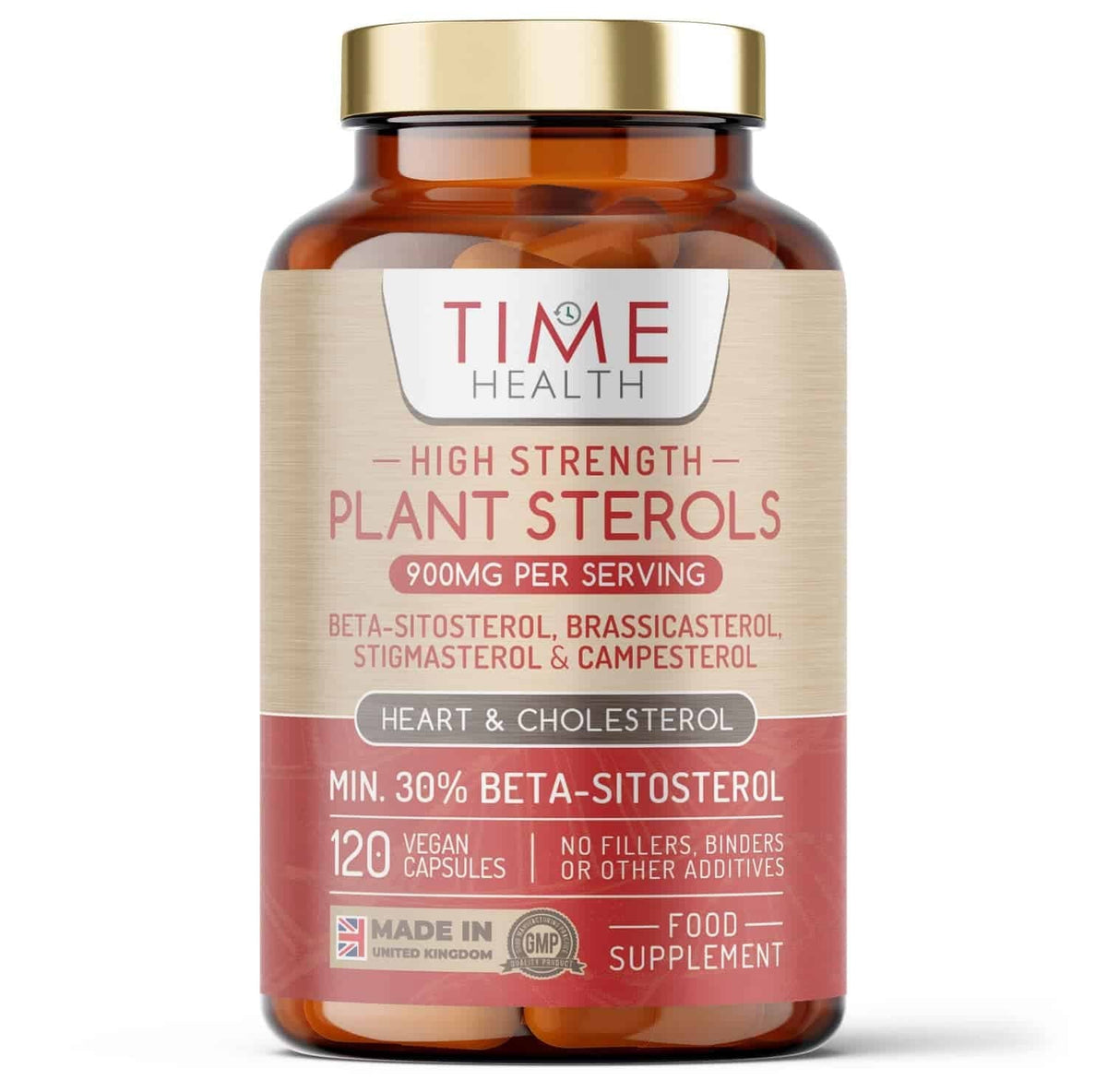 Suplemento dietético Plant Sterols Beta-Sitosterol con 900 mg de esteroles, cápsulas veganas y fibra de acacia de Uno Vita