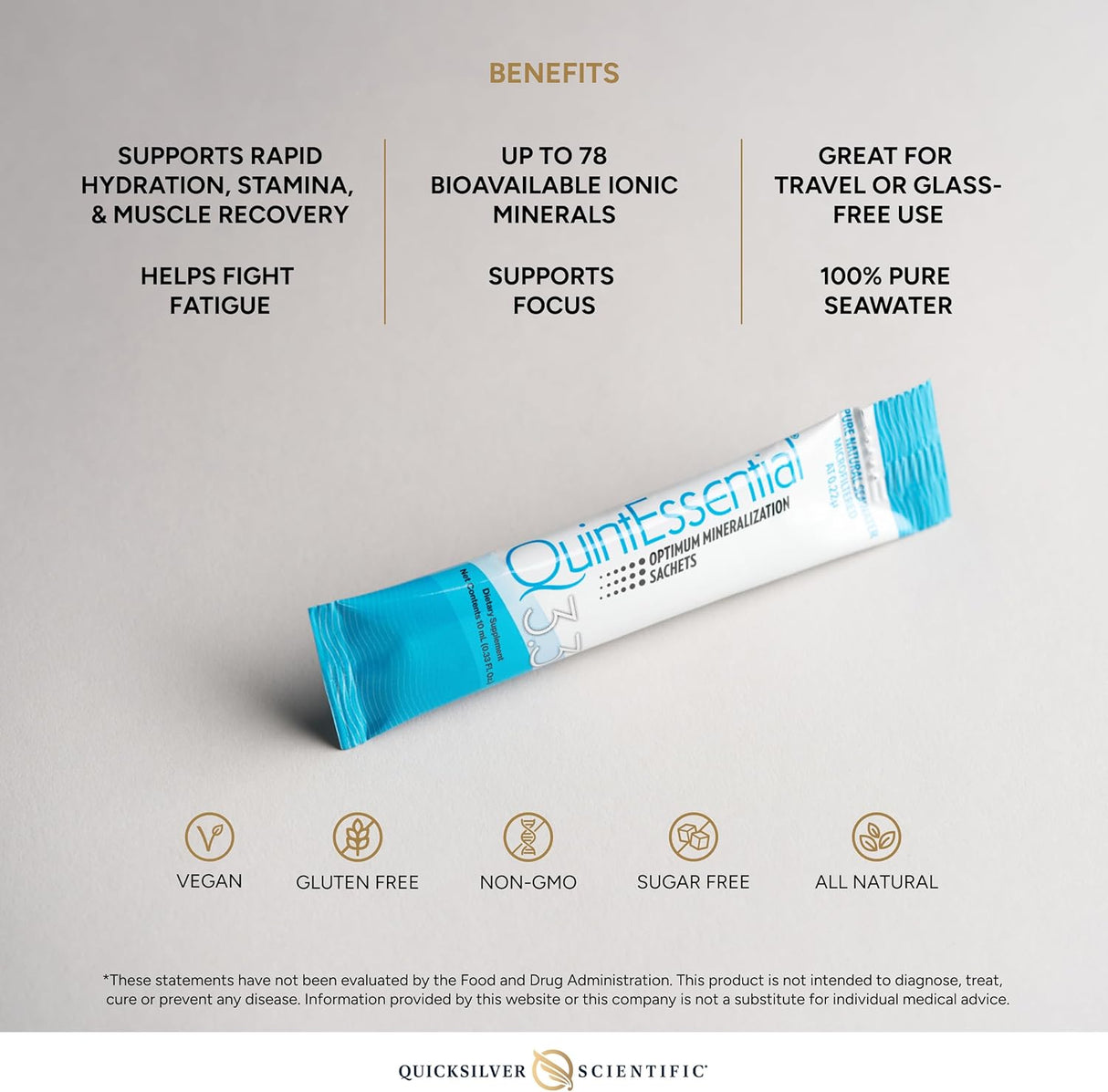 QuintEssential 3.3 (30 Sachets) - Seawater Electrolyte Liquid Minerals Supplement - Uno Vita AS