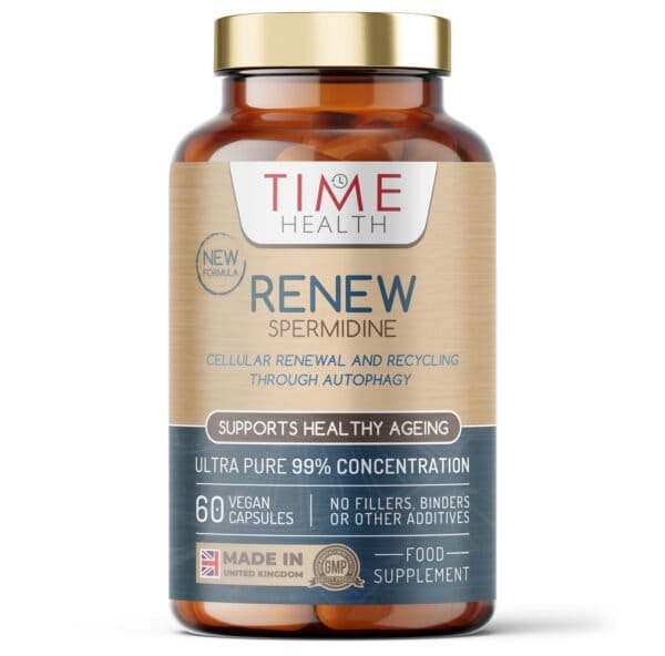 Forny Spermidine 60 kapsler fra Time Health med 6,5 mg spermidin pr. kapsel og glutenfri formulering