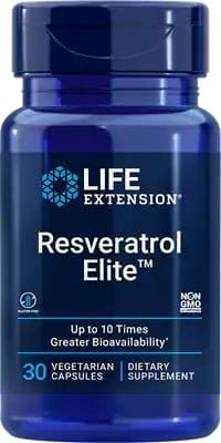 Supplément en capsule Resvératrol Elite avec 30 mg de fibres de trans-resvératrol et de fenugrec pour une biodisponibilité accrue