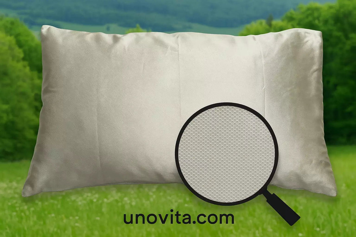 Almohada de conexión a tierra SoftSilver de 50 x 75 cm con fibra de plata y tejido conductor en ambos lados para conexión a tierra durante el sueño