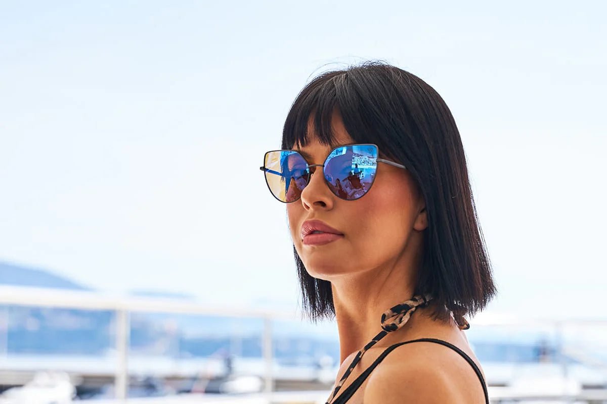 Tesla Hyperlight Eyewear Butterfly 2 Zwart Outdoor met zwart vlindermontuur en CR-39 lenzen voor UV- en blauwlichtbescherming