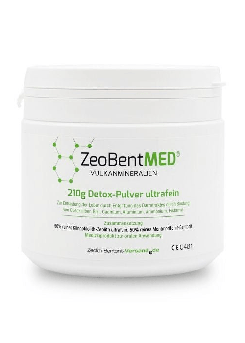 ZeoBent MED ultrahieno detox-jauhe zeoliittia ja bentoniittia, 210 g laatikko