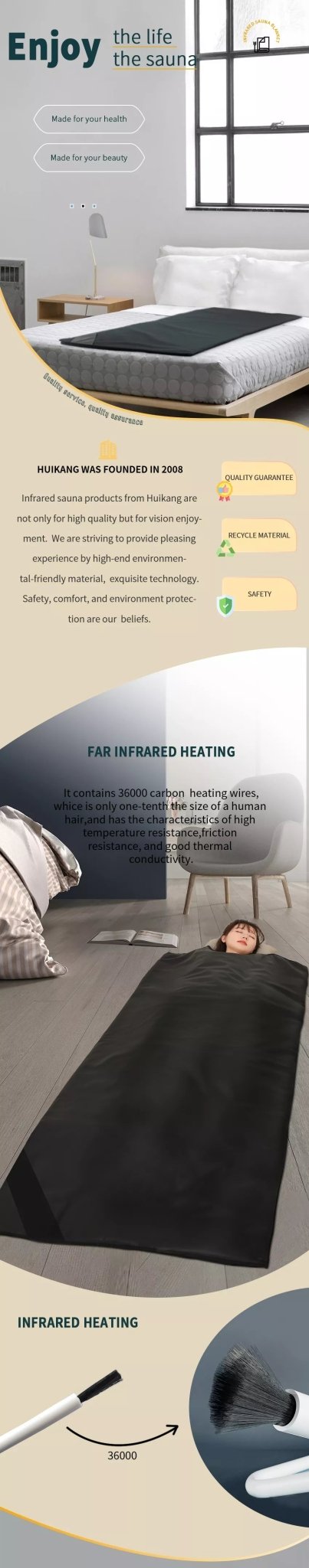 Uno Vita infrarødt ultra lav EMF badstueteppe - Uno Vita AS