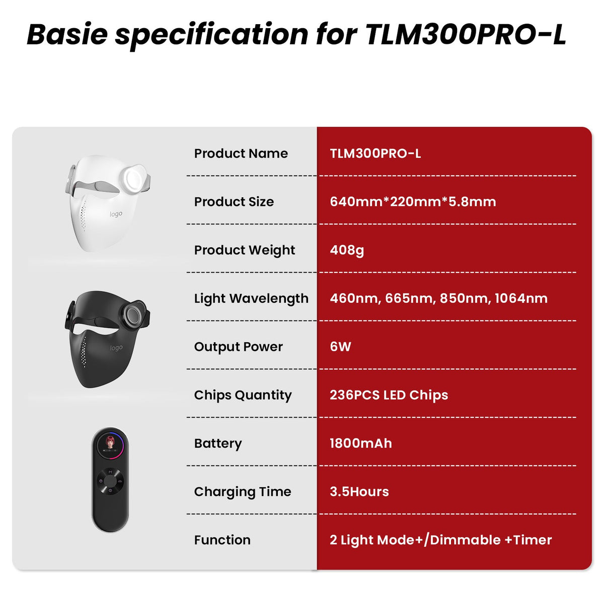 Uno Vita Pro Light Mask 1064: máscara de terapia láser + LED inalámbrica de grado médico - Uno Vita AS