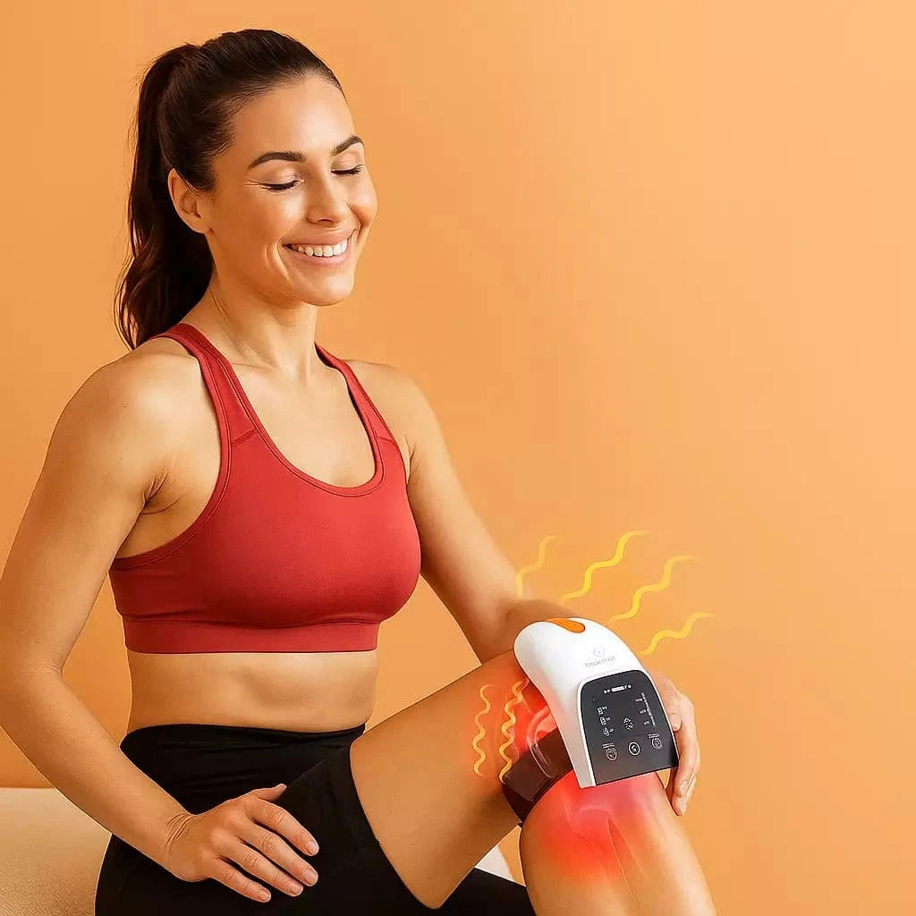 Uno Vita Infrarot-Kniemassagegerät mit EMS, wiederaufladbares Gerät für Knie oder Schulter mit Wärme, Vibration und Befestigungsgurt
